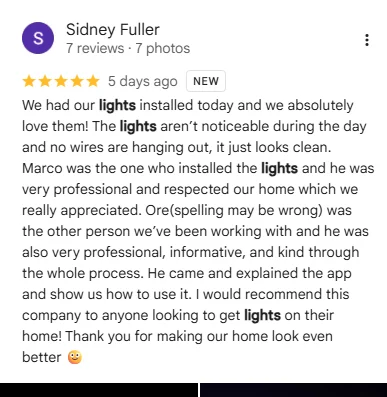 5-star Google review from Sidney Fuller